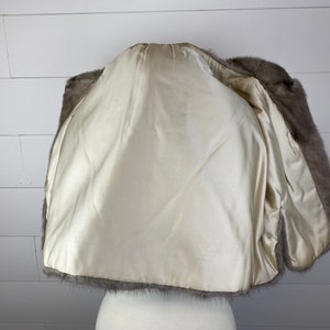 Vintage Silver Grey Mink Cape Jacket w/ Pockets Satin Lined Womens S / M Elegant Evening image 9