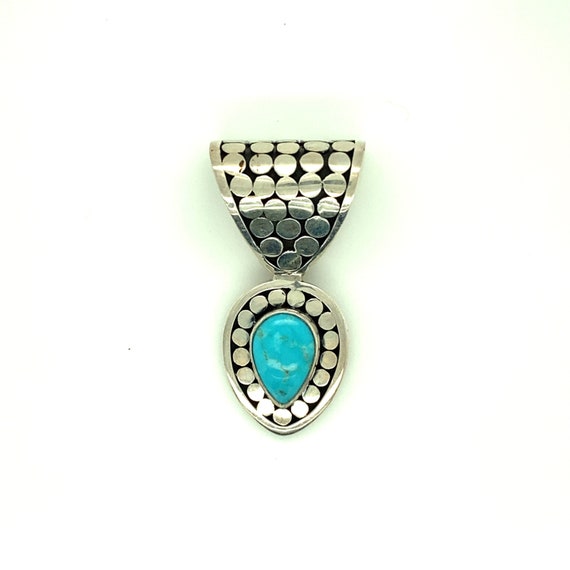 Vintage Artisan Turquoise Sterling Silver Pendant… - image 1