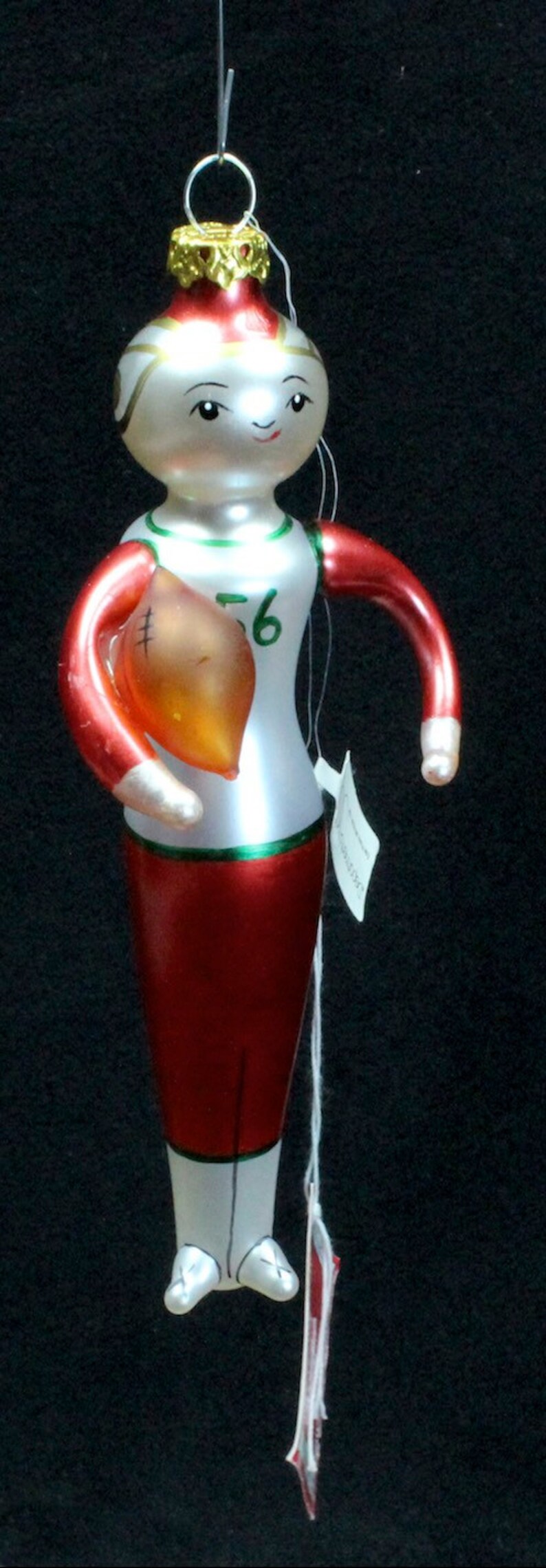 Beaux Arts Department 56 Football Player Glass Christmas Ornament with Tags image 2