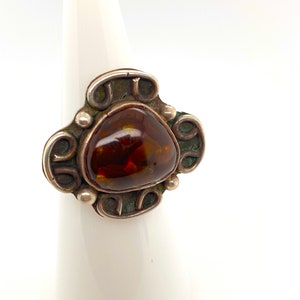 Vintage Artisan Navajo Fire Agate Sterling Silver Ring Sz 5 Swirls Southwestern