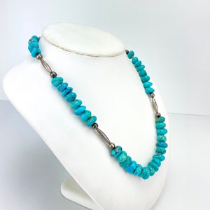 Vintage Navajo Turquoise Nugget Silver Necklace Southwestern Artisan 20 image 3