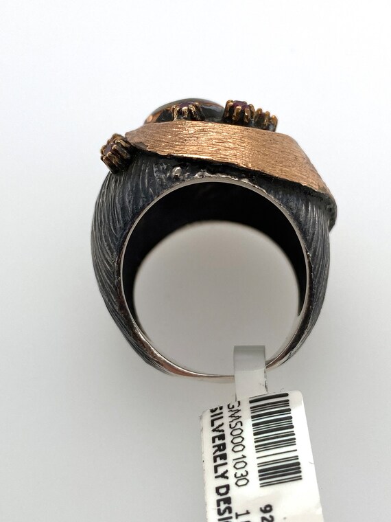 Artisan Abstract Amethyst Ruby & Oxidized Sterlin… - image 8