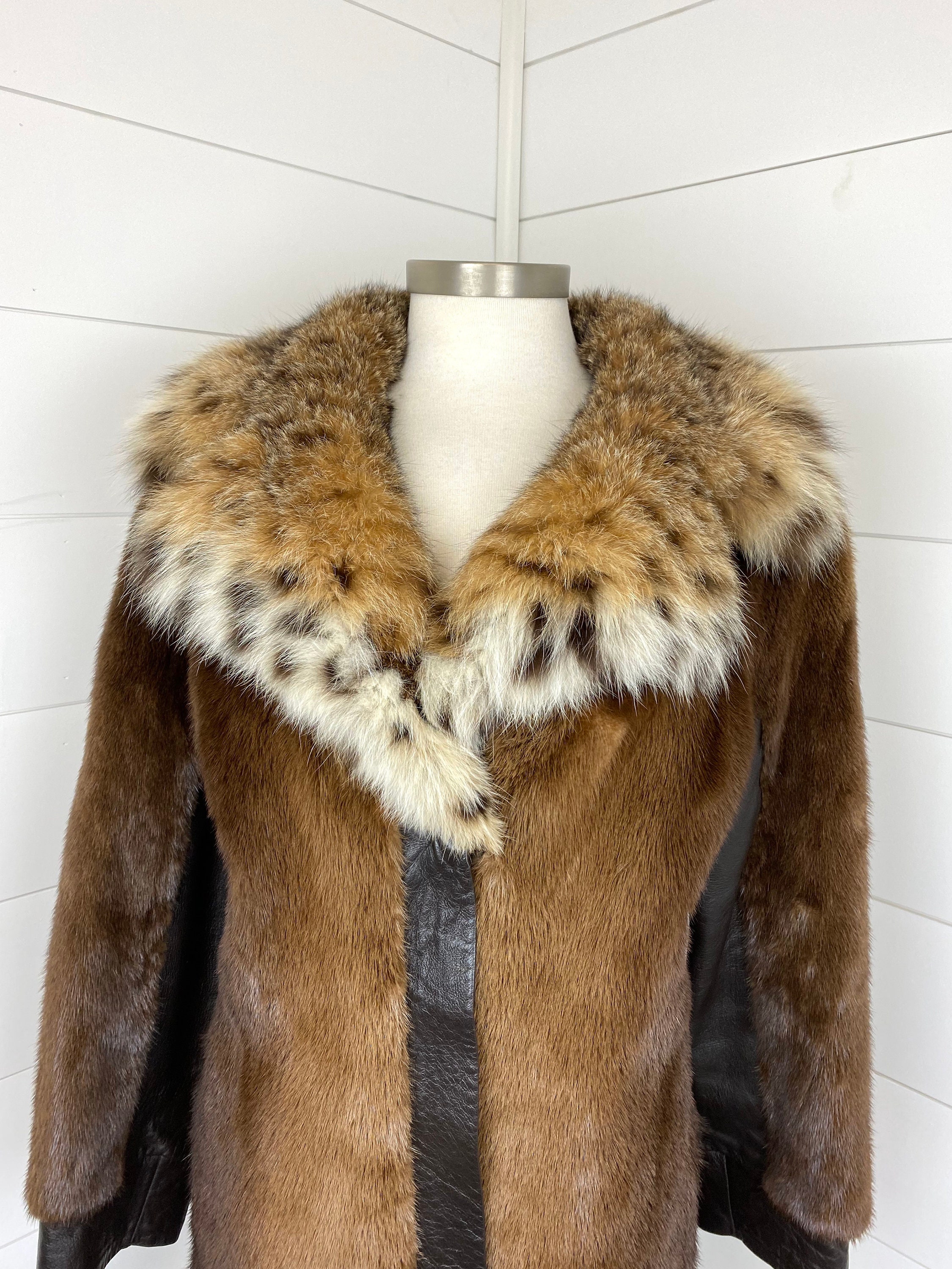 Day Furs Inc. Man's Medium Tone Long Hair Beaver Fur Jacket with Zip Out Leather Sleeves