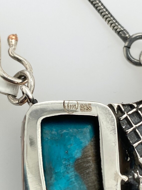 Artisan Modernist Abstract Blue Turquoise Pendant… - image 10