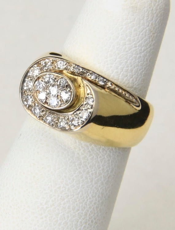 Vintage 14K Yellow Gold & White Diamond Modernist… - image 1