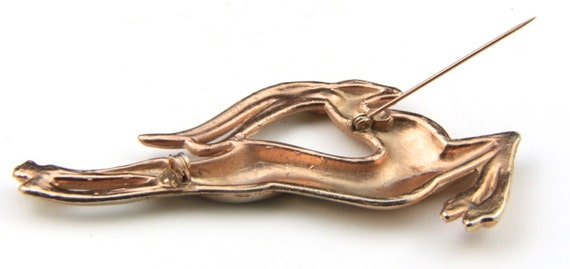 Vintage Large Leaping Gazelle Pin Brooch Gold Ton… - image 4