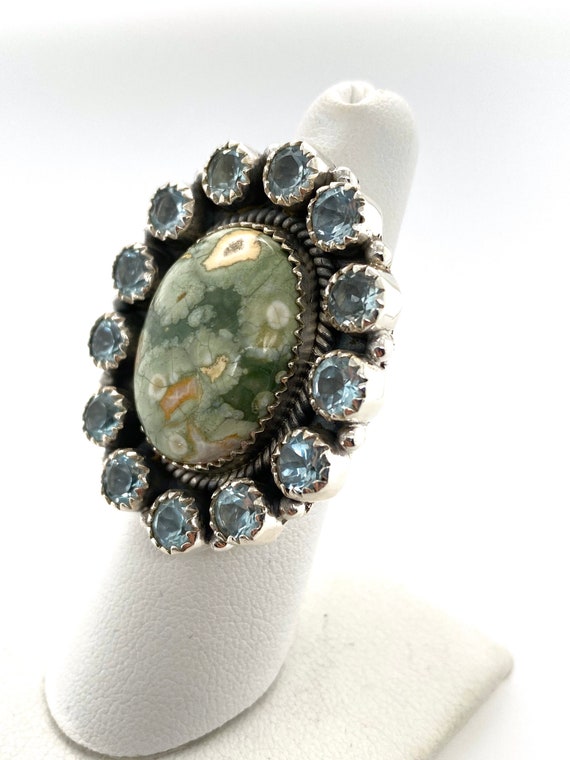 Artisan Green Ocean Jasper Aquamarine & Sterling … - image 2