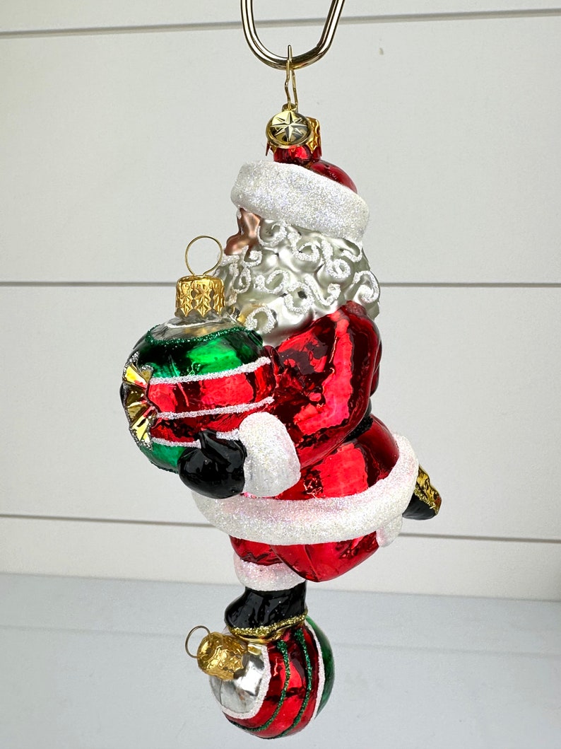 Christopher Radko Santa Balancing on Ornaments Glass Christmas Ornament CR image 4