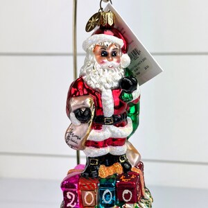 Christopher Radko 2000 PRESENTING SANTA New in Box Glass Christmas Ornament image 2