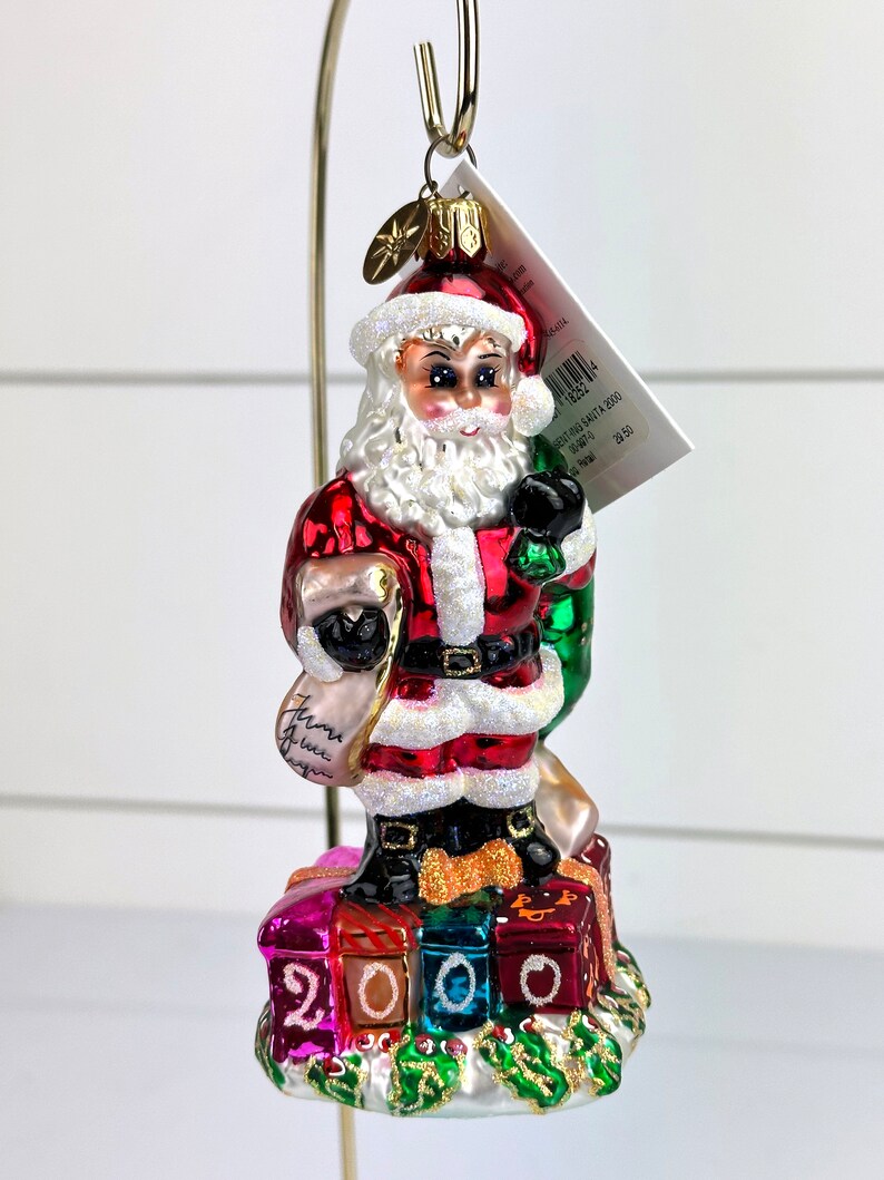 Christopher Radko 2000 PRESENTING SANTA New in Box Glass Christmas Ornament image 2