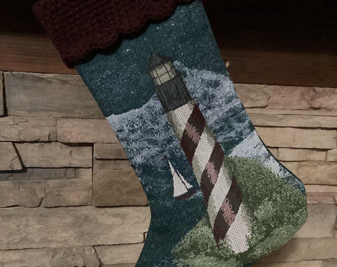 15" Handmade Lighthouse Christmas Stocking