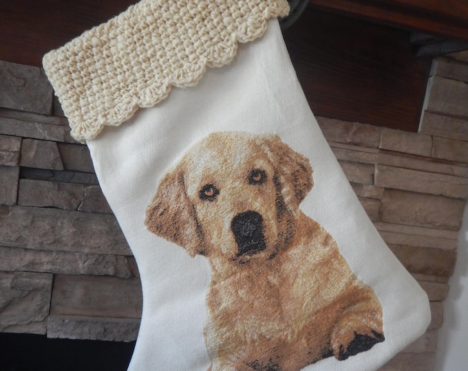 24" Handmade Lab upholstery Christmas Stocking with wool cuff