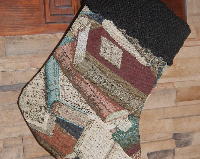 22" Handmade book tapestry Christmas Stocking