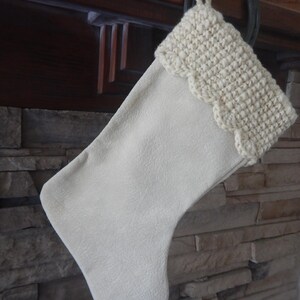15&quot; Handmade Faux Leather Christmas Stocking with wool cuff