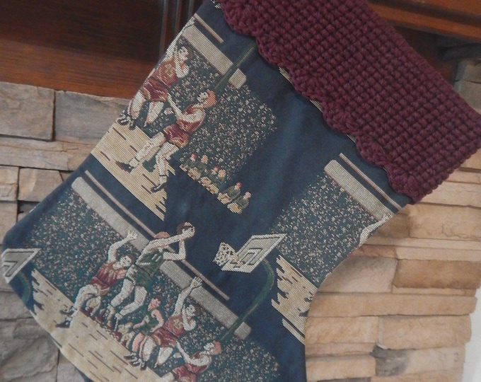 22" Handmade Basketball Tapestry Christmas Stocking