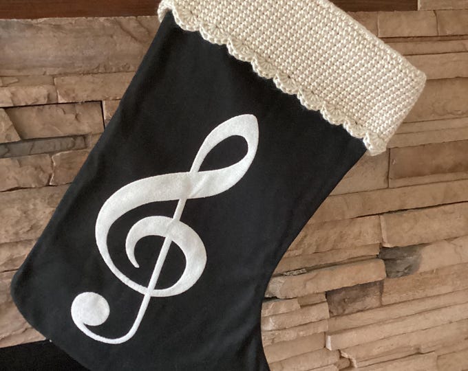24" Handmade Treble Clef Christmas Stocking
