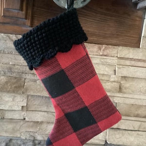 15&quot; Handmade Buffalo Plaid Christmas Stocking