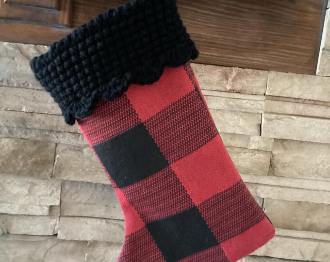 15" Handmade Buffalo Plaid Christmas Stocking