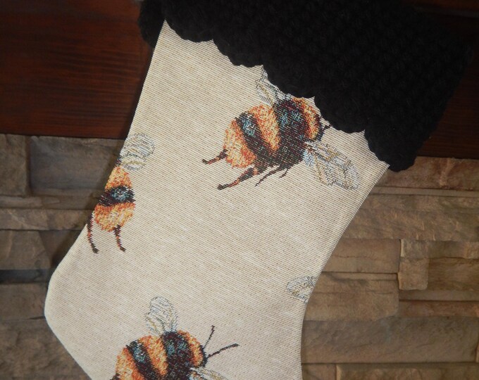 15" Handmade Bee tapestry Christmas Stocking