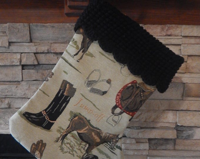 22" Handmade Equestrian Tapestry Christmas Stocking