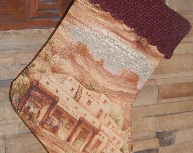 22" Handmade Monument Valley Christmas Stocking with wool cuff