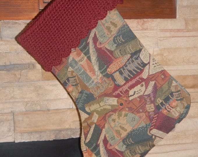22" Handmade book tapestry Christmas Stocking