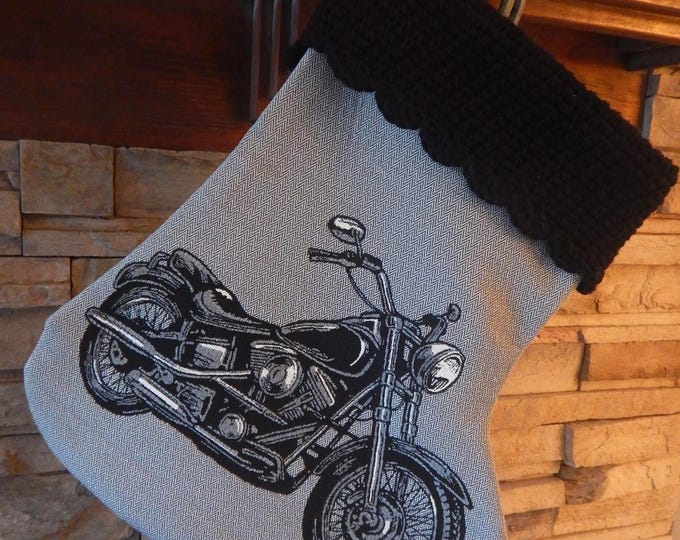 24" Handmade Motorcycle Christmas Stocking