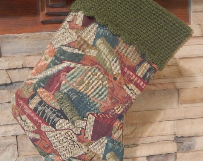 22" Handmade book tapestry Christmas Stocking