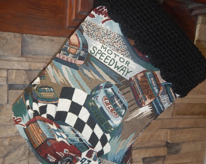 22" Handmade Racing tapestry Christmas Stocking