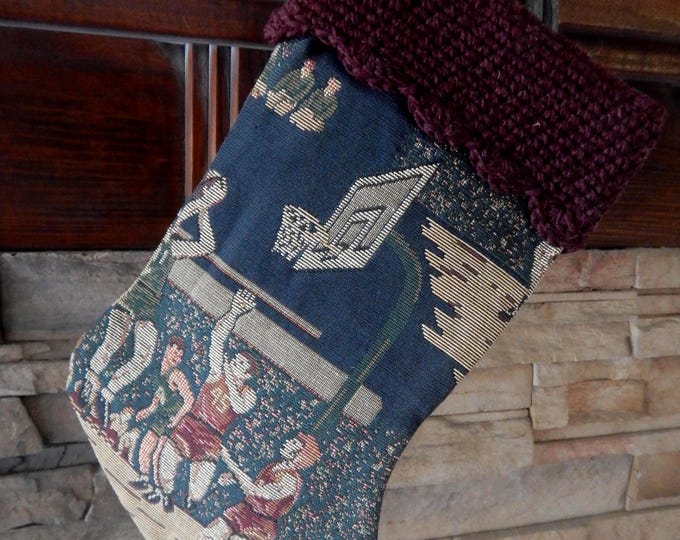 15" Handmade basketball tapestry Christmas Stocking
