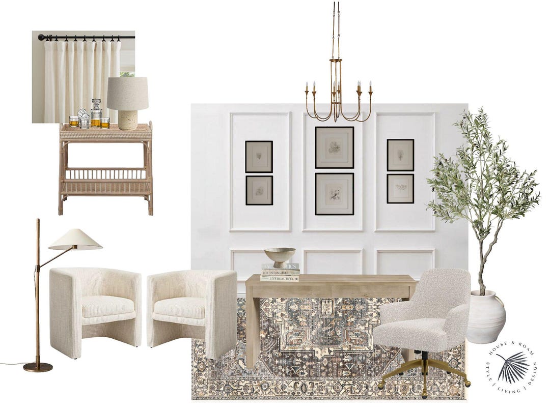 E-design Service: Home Office Interior Design Plan & Shopping List (PDF ...
