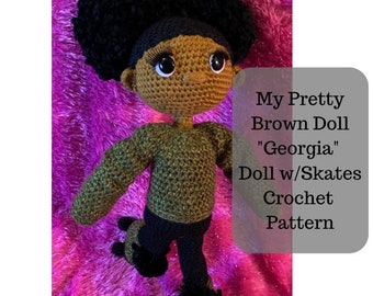 Sweet Georgia - Crochet Doll With Skates Pattern - Crochet Doll Pattern