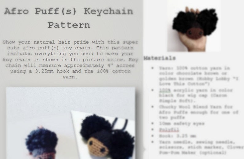 Afro Puffs Keychain Pattern Crochet Pattern image 2