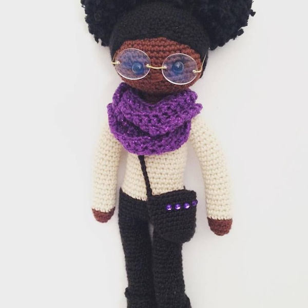 Modèle de poupée au crochet Afro Puffs, poupée au crochet, poupée afro-américaine