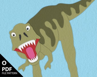 Fünf Bilder Dinosaurier Filzanleitung mit Tyrannosaurus, Triceratops, Parasaurolophus, Stegosaurus und Diplodocus - PDF Download