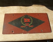 Antique Lehigh Valley Railroad Train Metal Mounting Plate Hand Painted Railroadiana Collectible