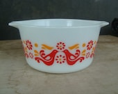 Vintage Pyrex Glass Friendship Birds Casserole Dish Without Lid Pyrex 1 Qt 473