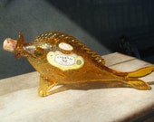 Mid Century Modern Art Glass Sculpture Large Fish Figural Decanter Vase Vintage Italian Murano Or Blenko Type Hand Blown Glass Fish Figure