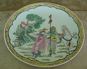 Vintage Chinese Porcelain Decorative Plate Hand Painted Landscape Scene With Figures On Horses And Period Or Artist Seal Mark 10 quot