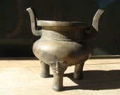 Antique Chinese Bronze Tripod Incense Burner Censer Unsigned