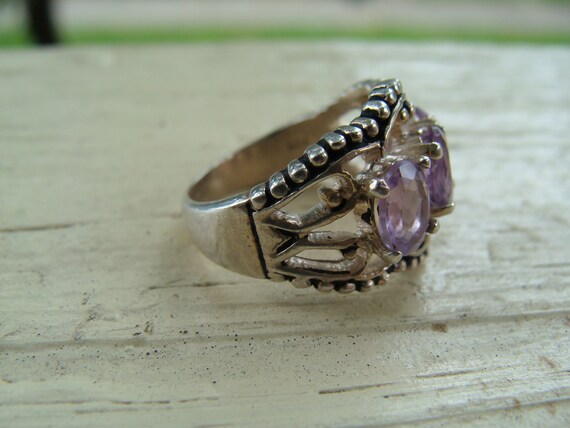 Vintage Sterling Silver Seta Ring Amethyst Cluste… - image 3