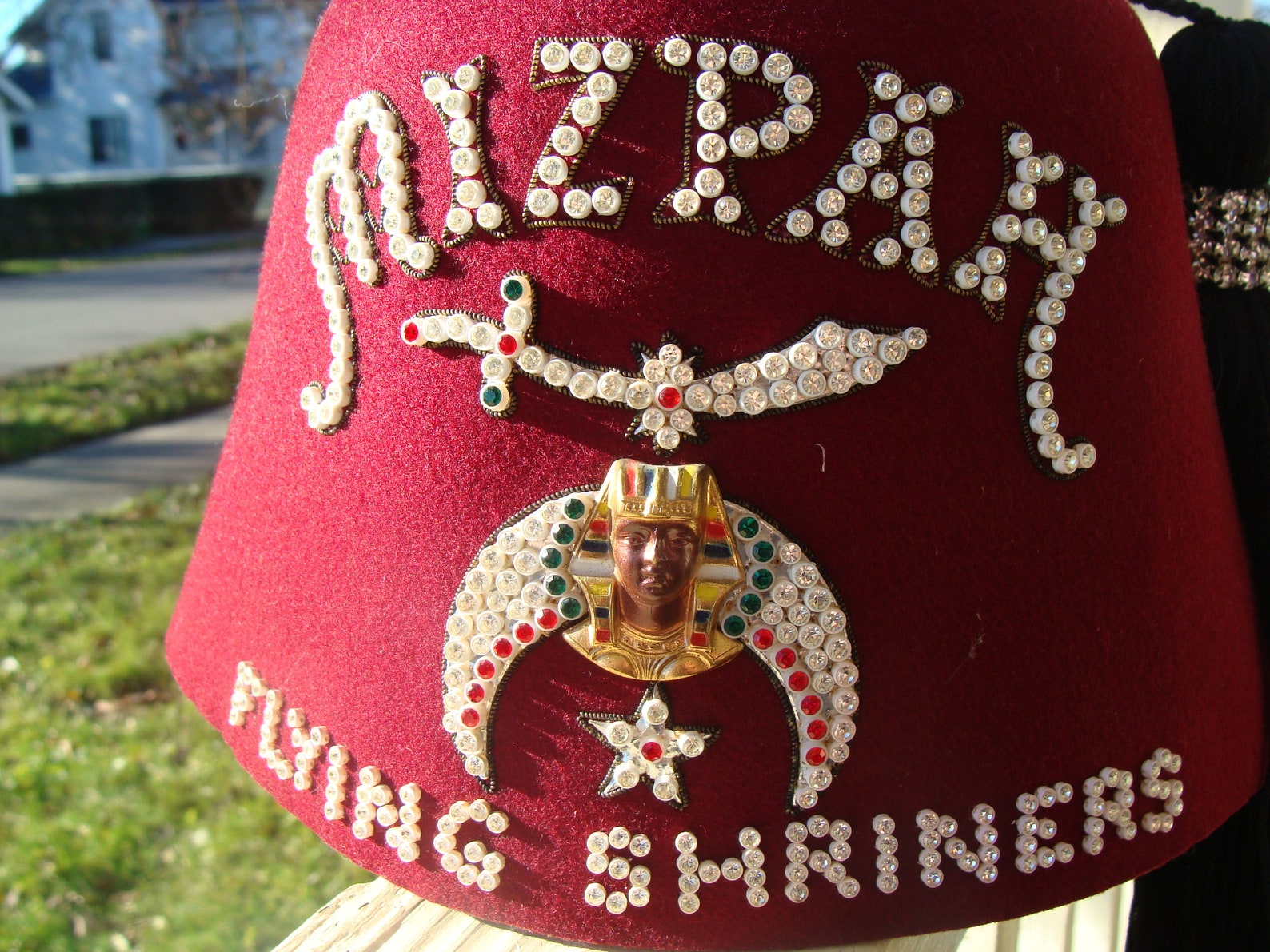 Jeweled Masonic Shriners Hat Fez Hat Mizpah Flying Shriners Etsy