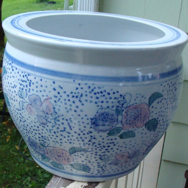 Large Chinese Porcelain Fish Bowl - Etsy