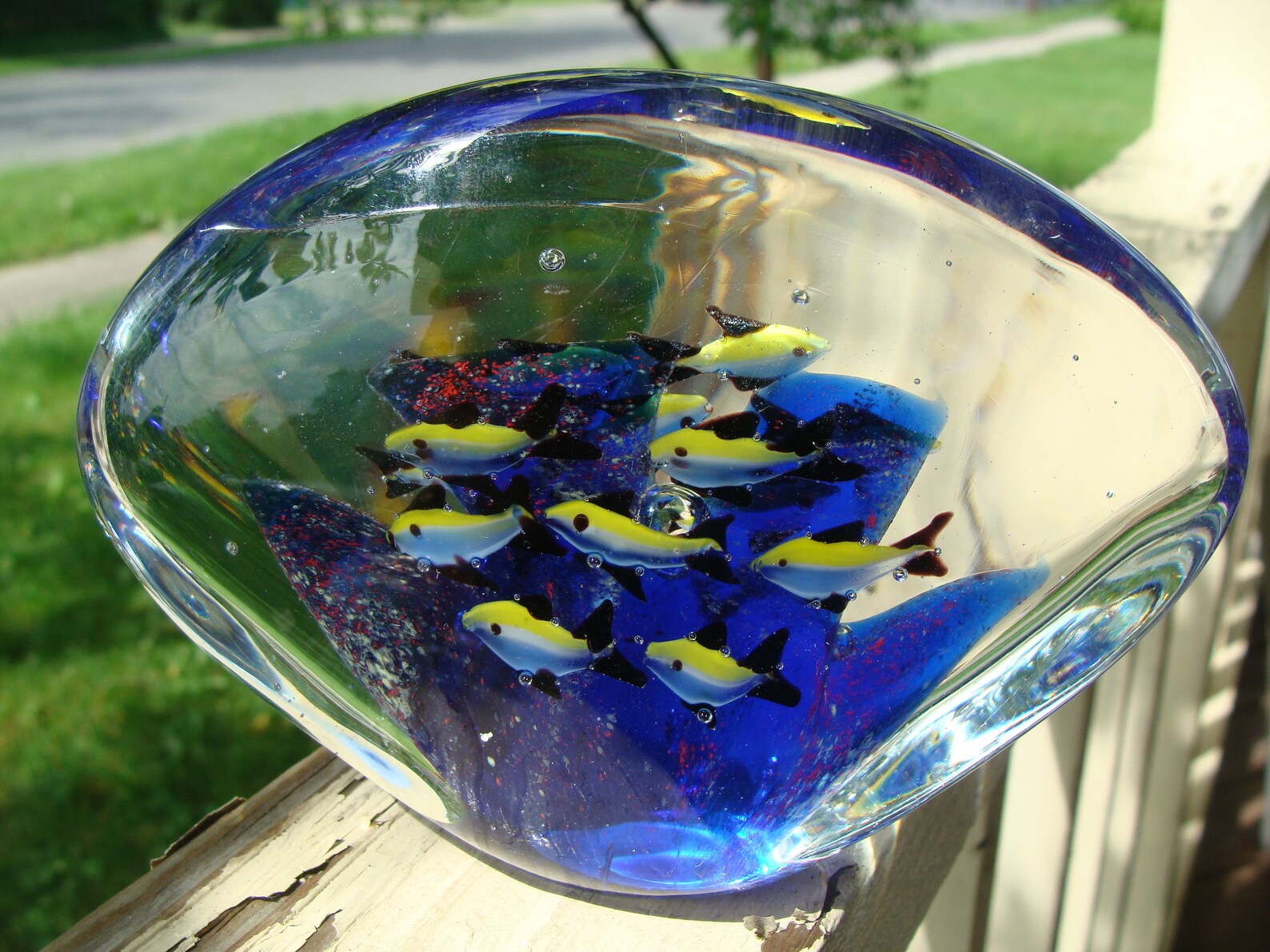 Vintage Hand Blown Glass Aquarium Fish Tank Fish Bowl Rainbow Etsy