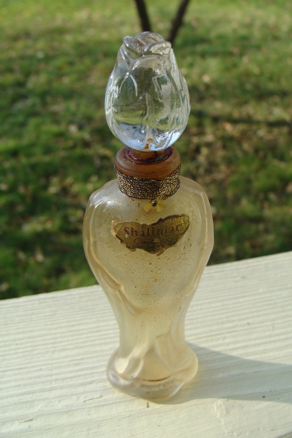 Vintage French Glass Bottle Guerlain Frosted Perfu