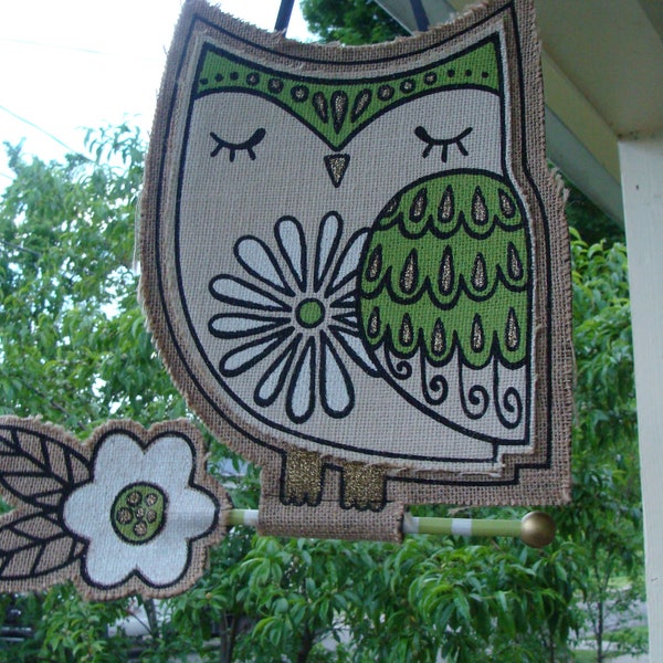 Glitter Painted Burlap Wall Hanging Ornament Owl Bird Decoration Groovy Free Bird Wise Owl For Mounting Wall Decor