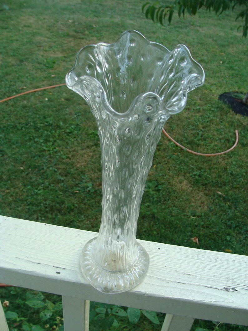 Beautiful Antique Clear Swung Stretch Glass Funeral Vase With Etsy
