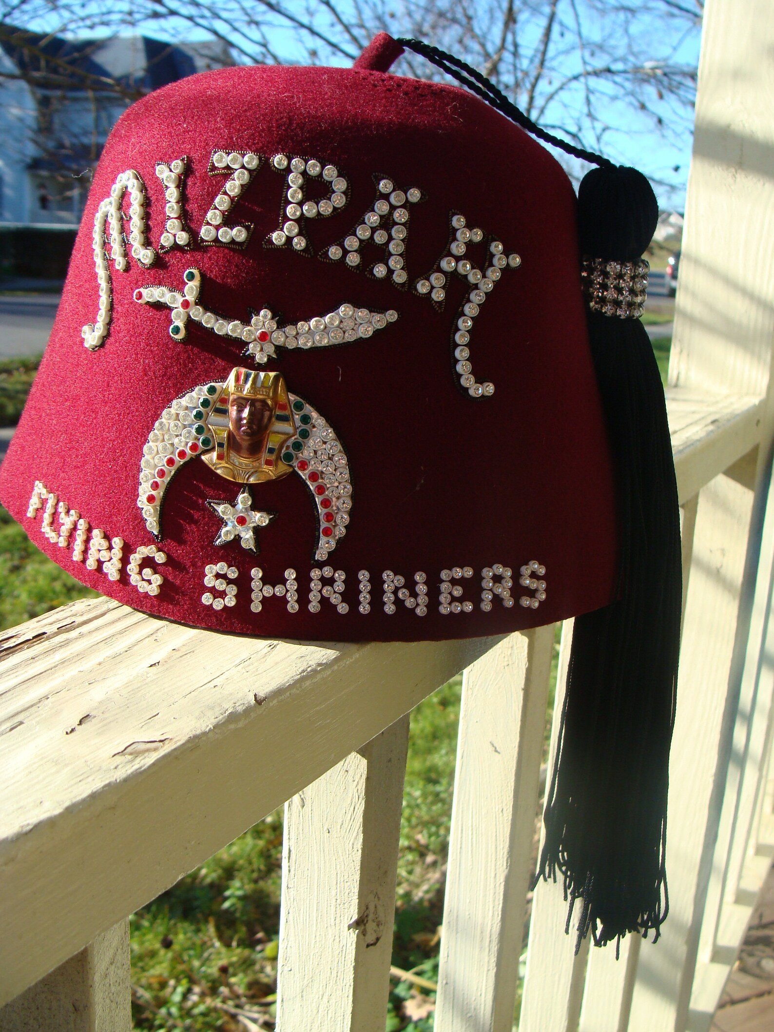 Jeweled Masonic Shriners Hat Fez Hat Mizpah Flying Shriners Etsy