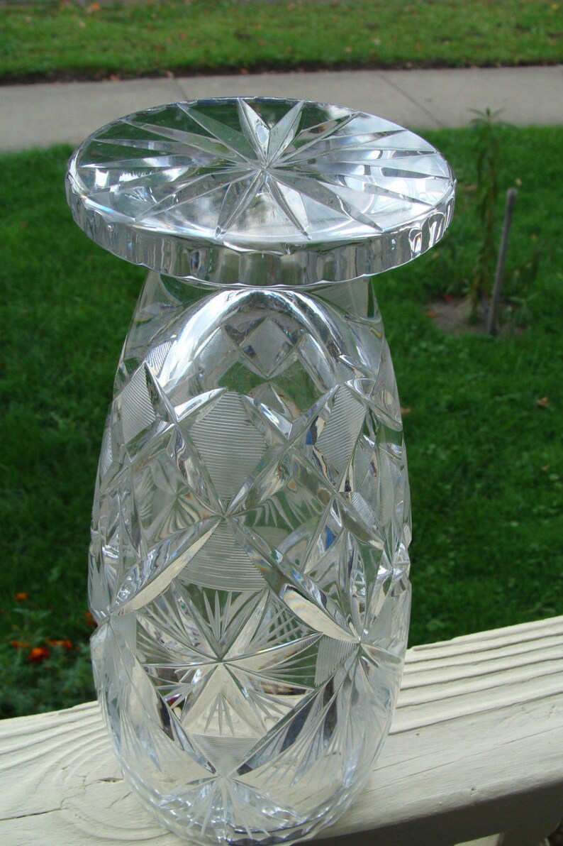 EAPG Vintage Crystal Vase Cut Glass Ornate Cut Vase American Etsy
