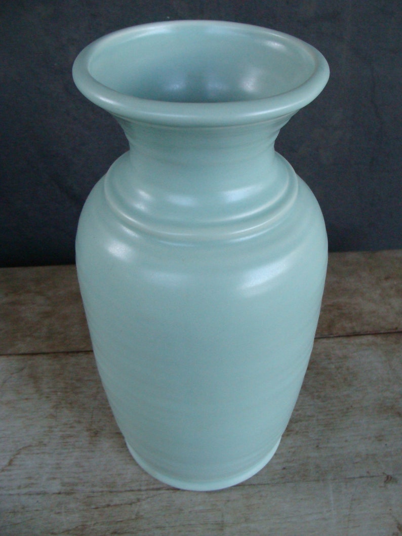 Vintage Harris Pottery Vase Chicago IL USA Soft Jade Green Etsy